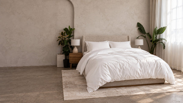 The Full Cloud Bed Set in a wide bedroom view